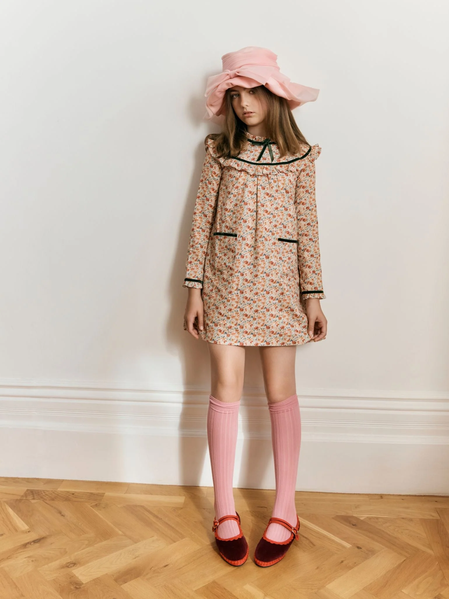 Flabelus x La Coqueta Girl Burgundy Velvet Girl Mary Jane Shoes - Image 3