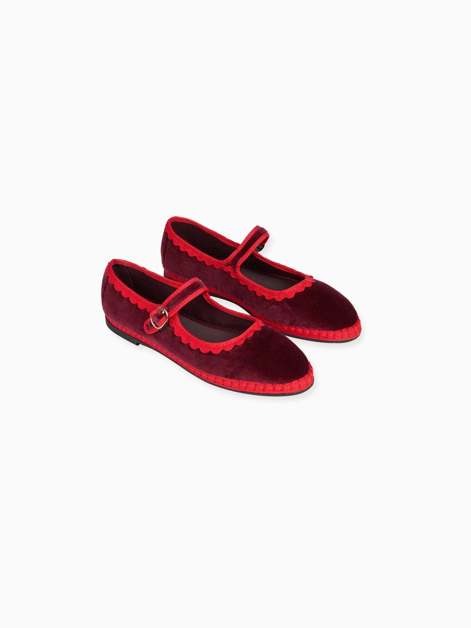 Flabelus x La Coqueta Woman Burgundy Velvet Mary Jane Shoes - Image 4