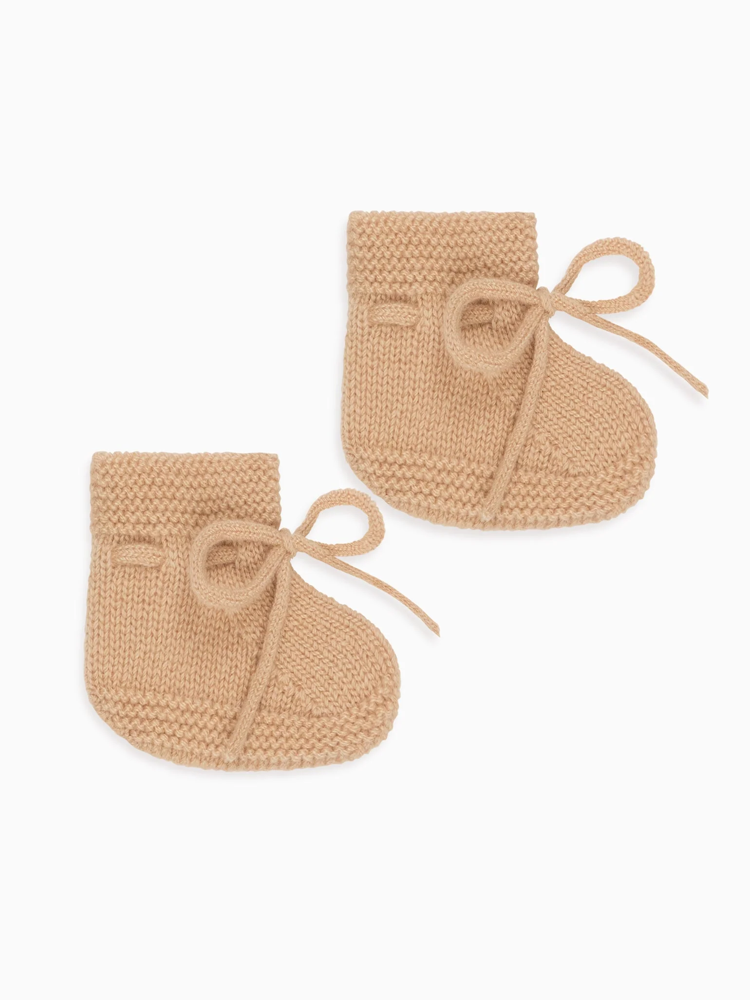 Camel Melange Evita Cashmere Baby Booties - Image 4