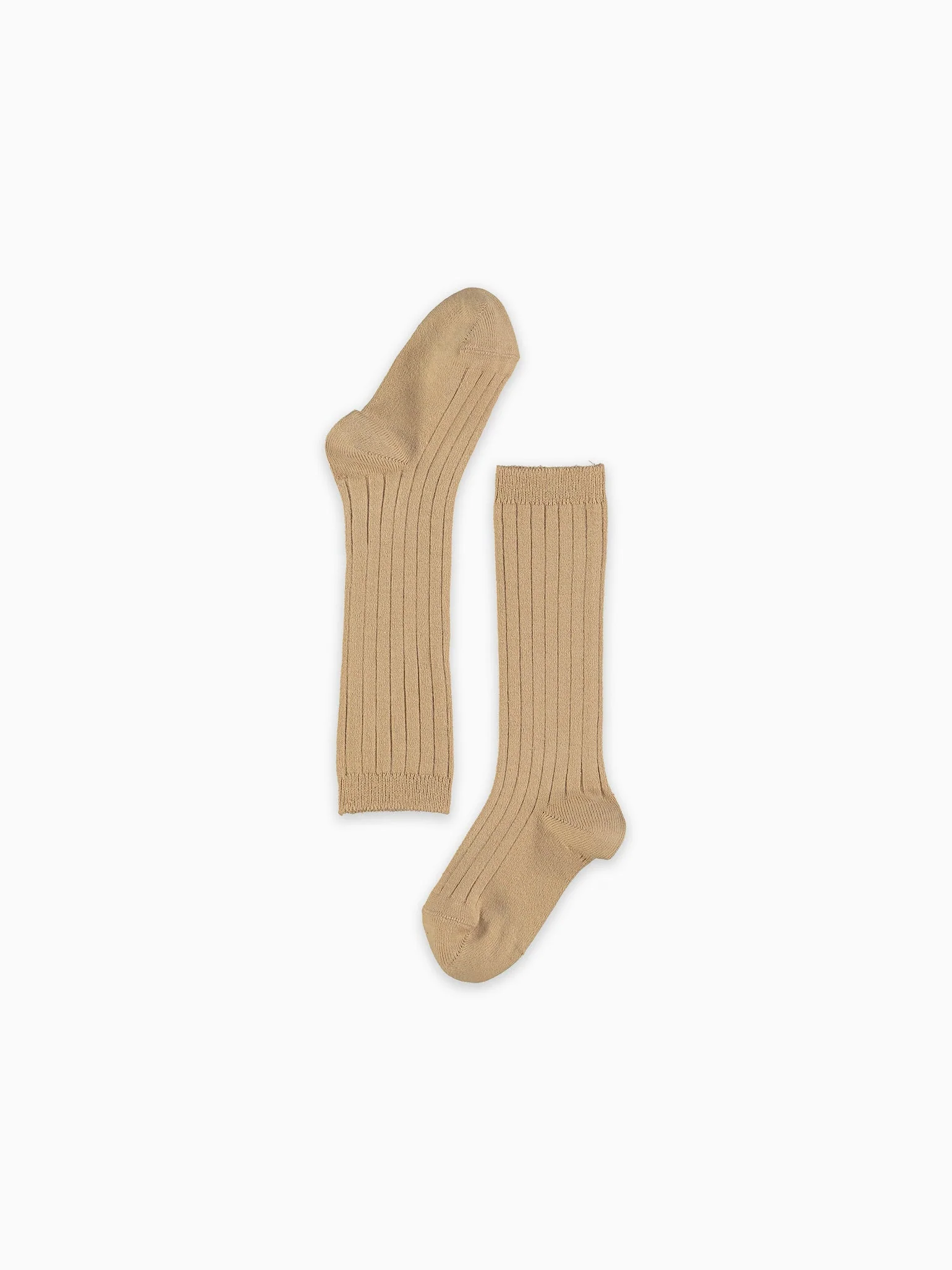 Camel Ribbed Knee High Kids Socks - Image 4
