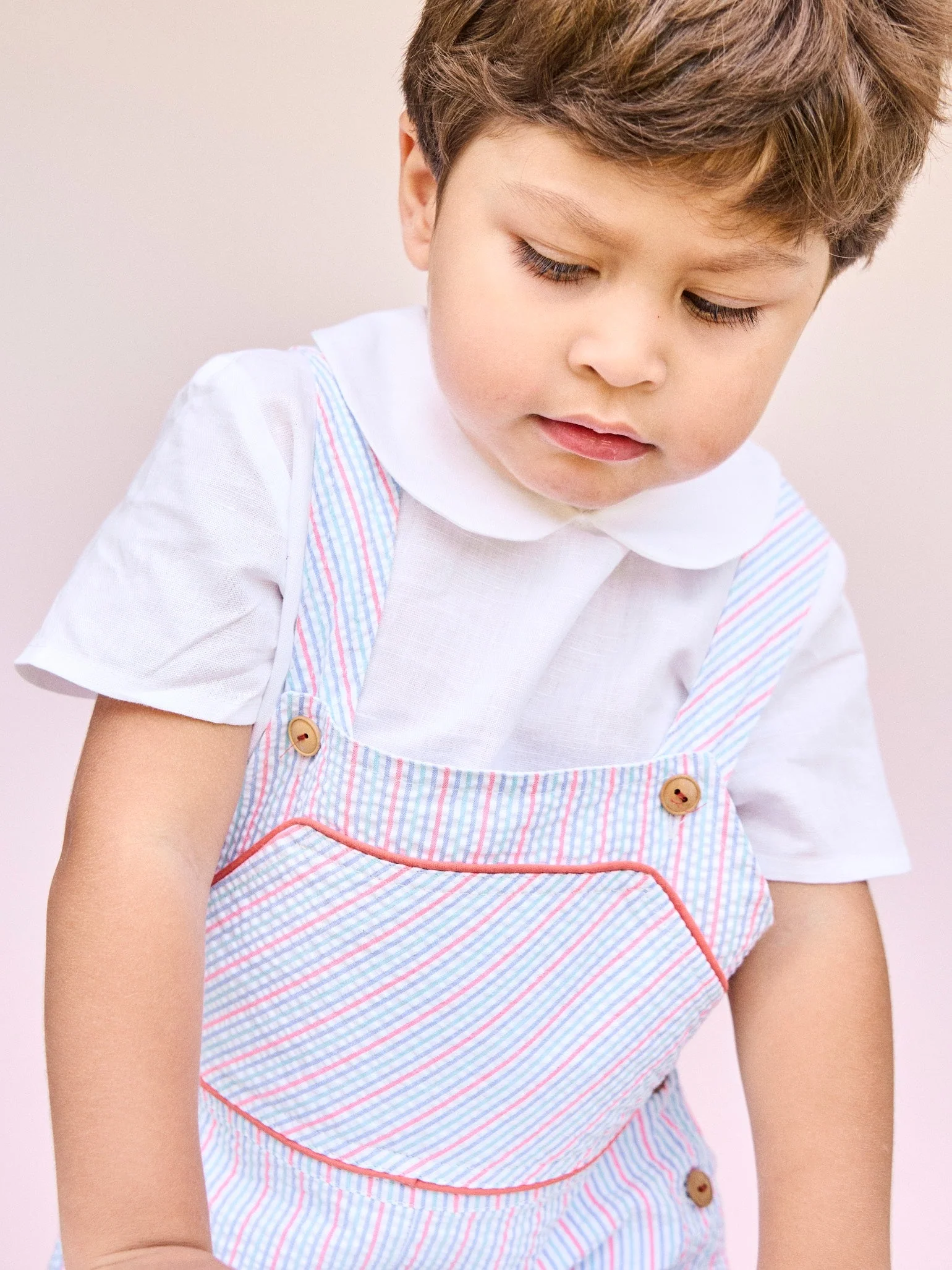 Coral Stripe Ringo Baby Dungarees - Image 3