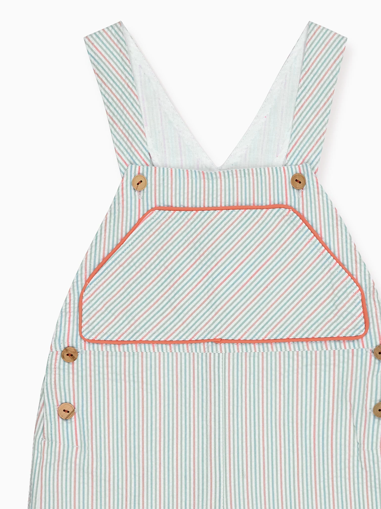 Coral Stripe Ringo Baby Dungarees - Image 4