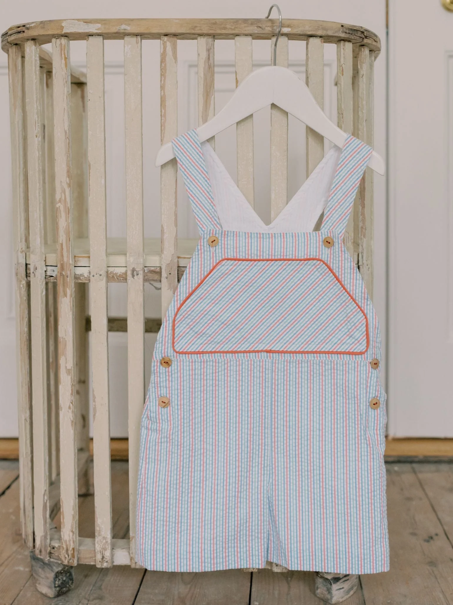 Coral Stripe Ringo Baby Dungarees - Image 7