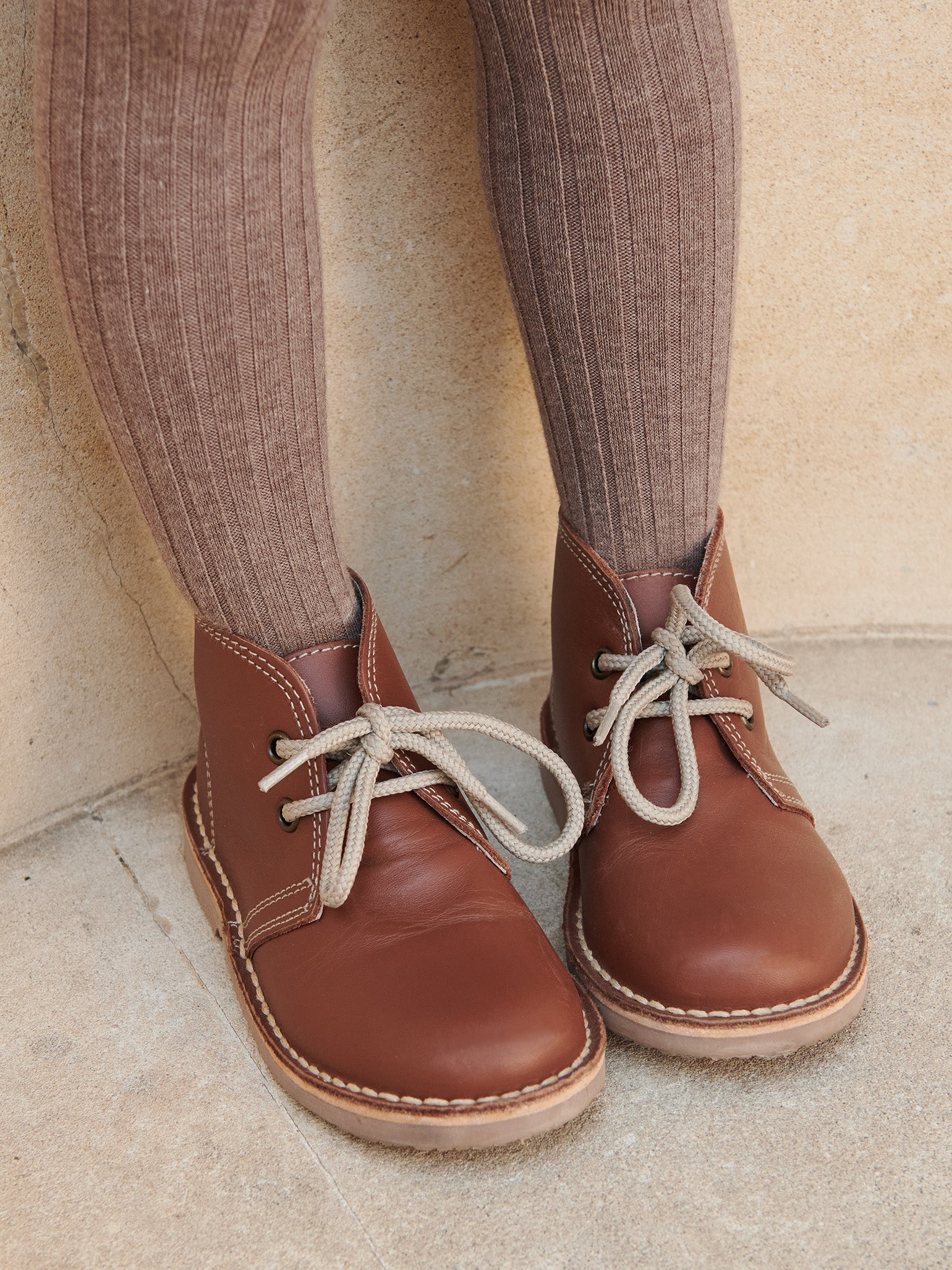 Dark Tan Leather Kids Desert Boots - Image 7