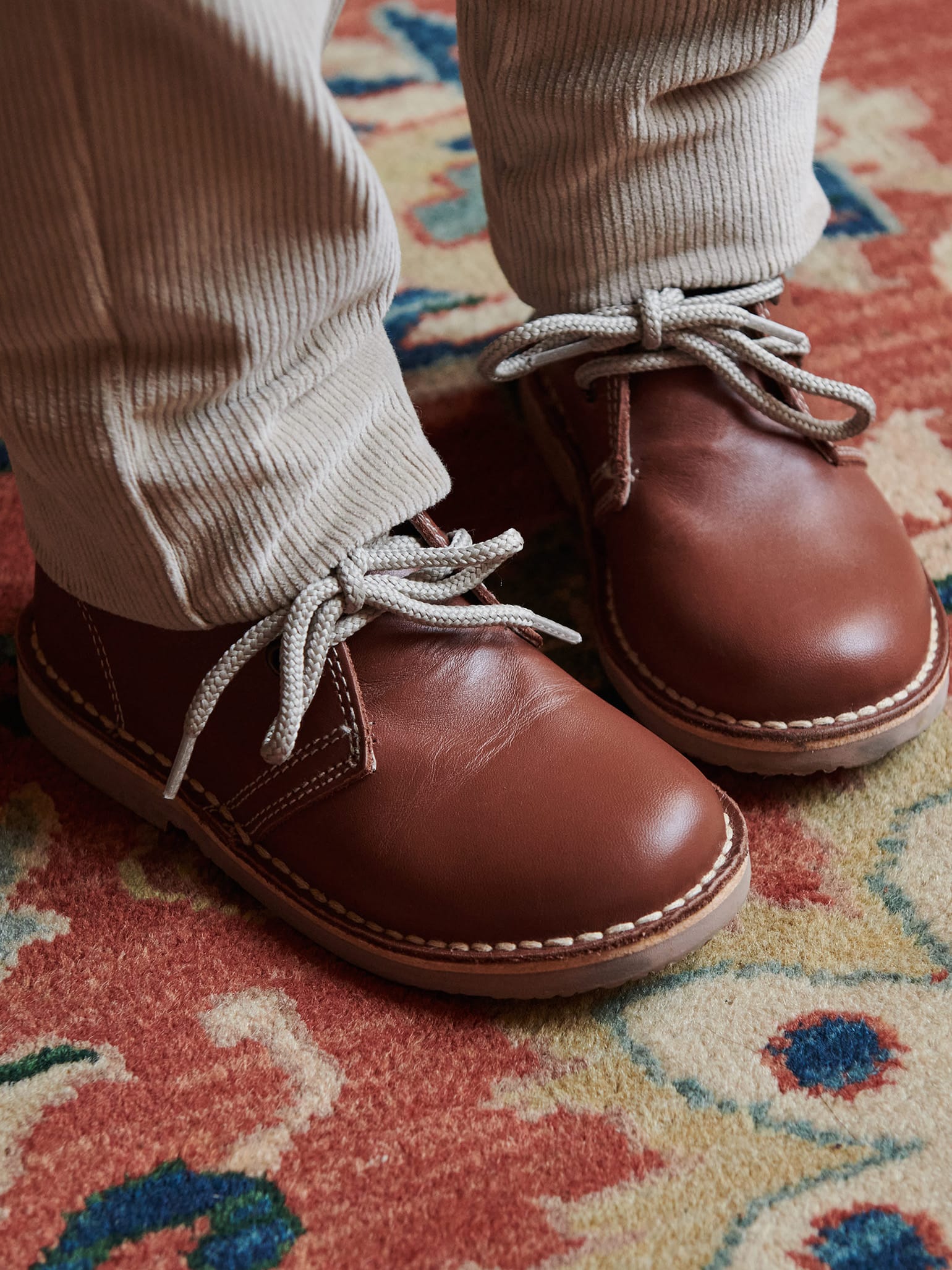 Dark Tan Leather Kids Desert Boots - Image 8