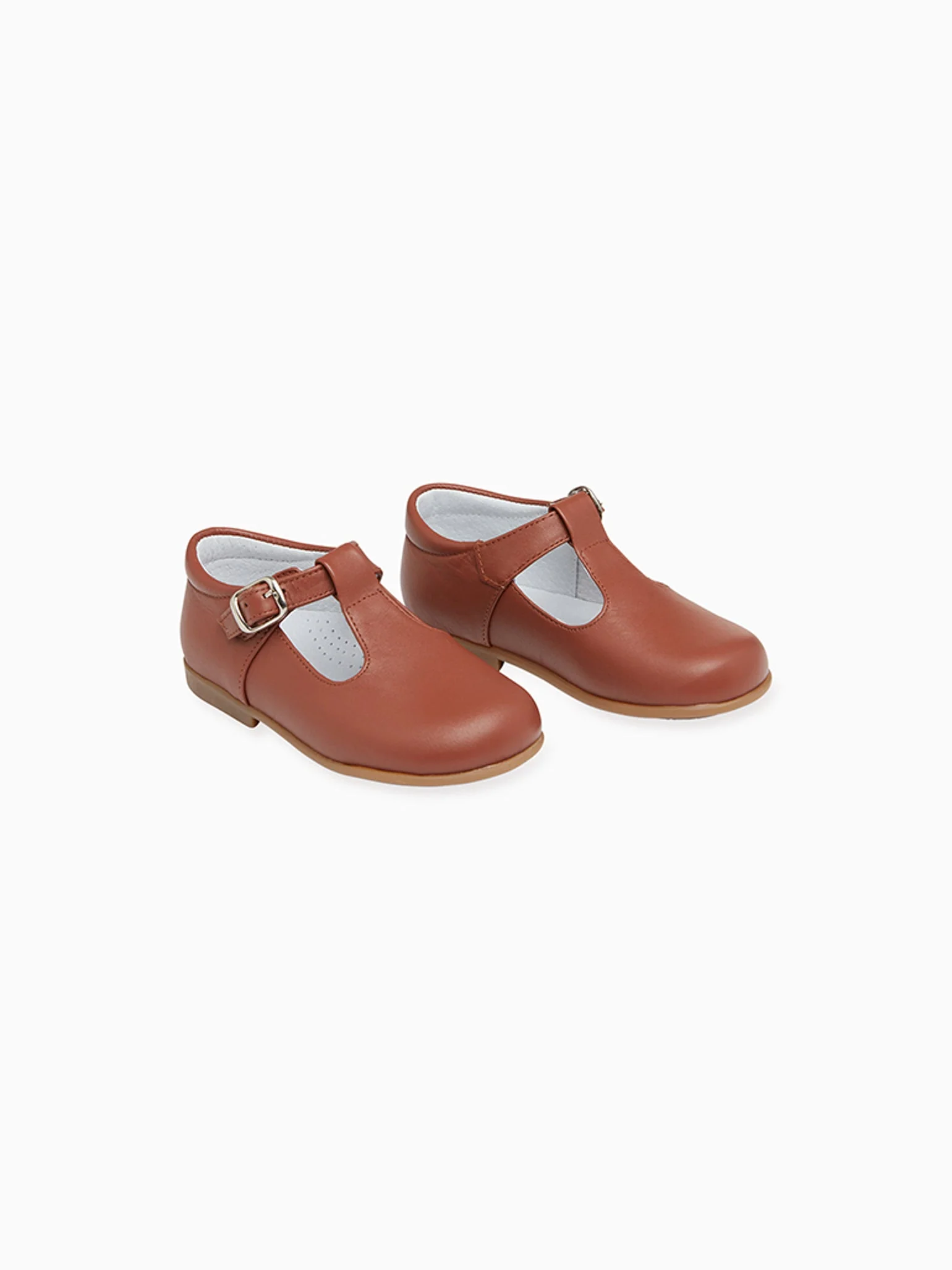 Dark Tan Leather Toddler T-Bar Shoes - Image 4