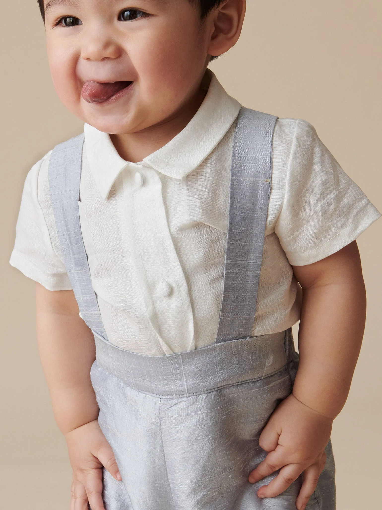 Light Blue Aliso Ceremony Silk Baby Boy Set - Image 3