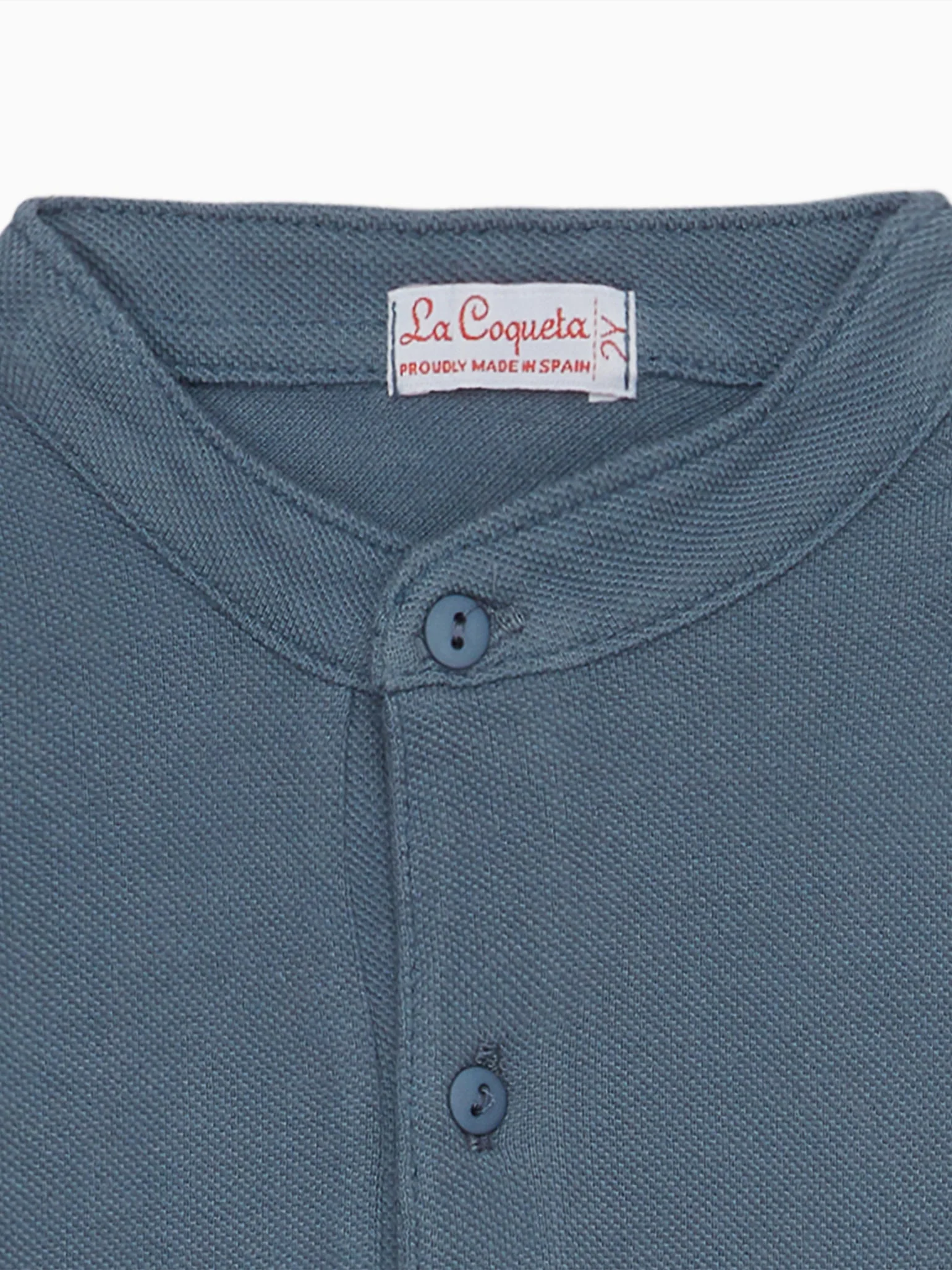 Dusty Blue Alcomo Long Sleeve Boy Polo Shirt - Image 3
