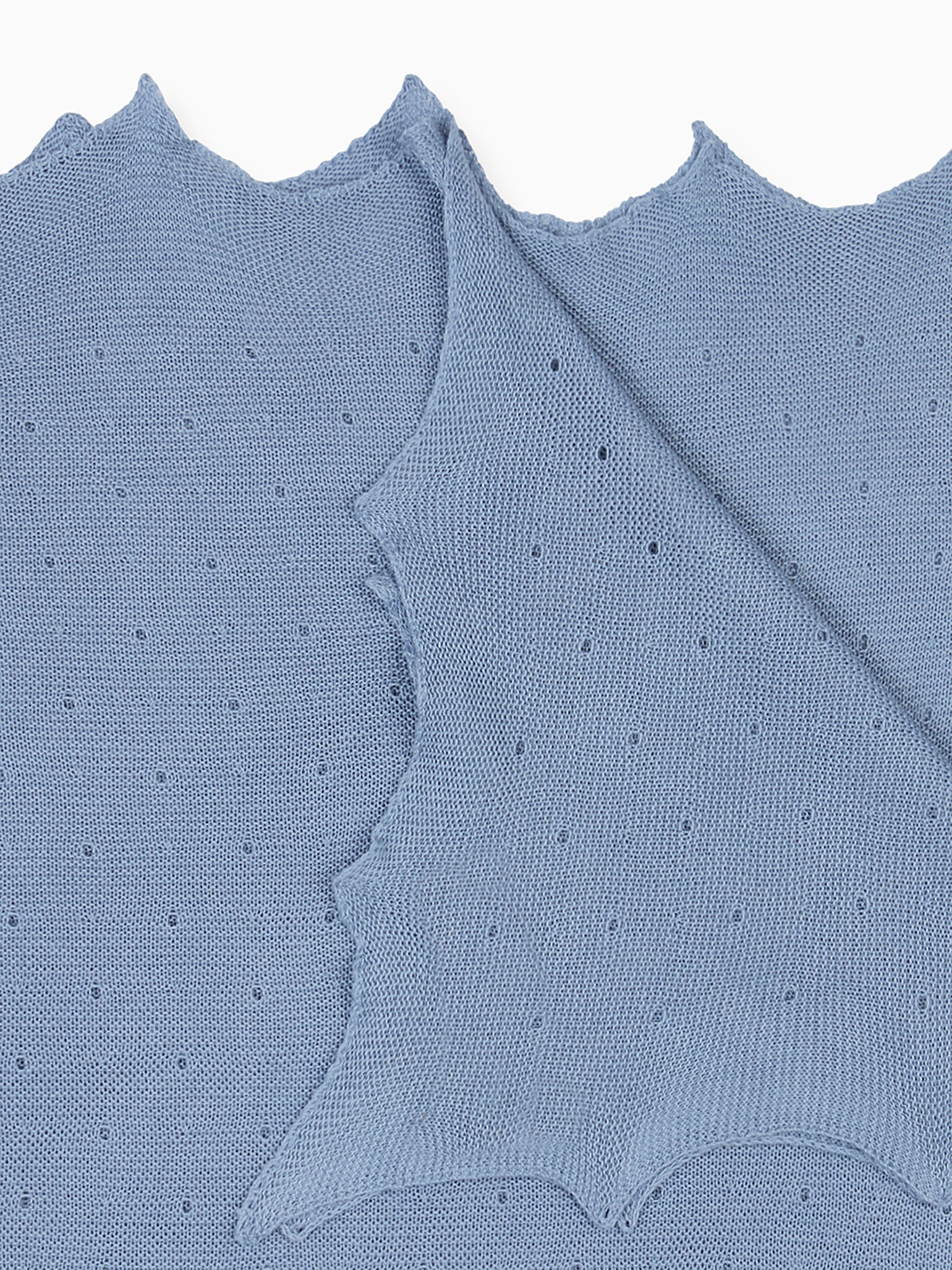 Dusty Blue Openwork Cotton Baby Blanket - Image 3