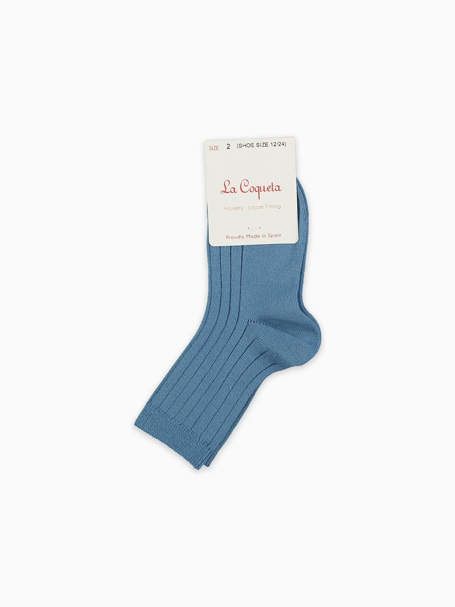 Dusty Blue Ribbed Short Kids Socks - Image 4