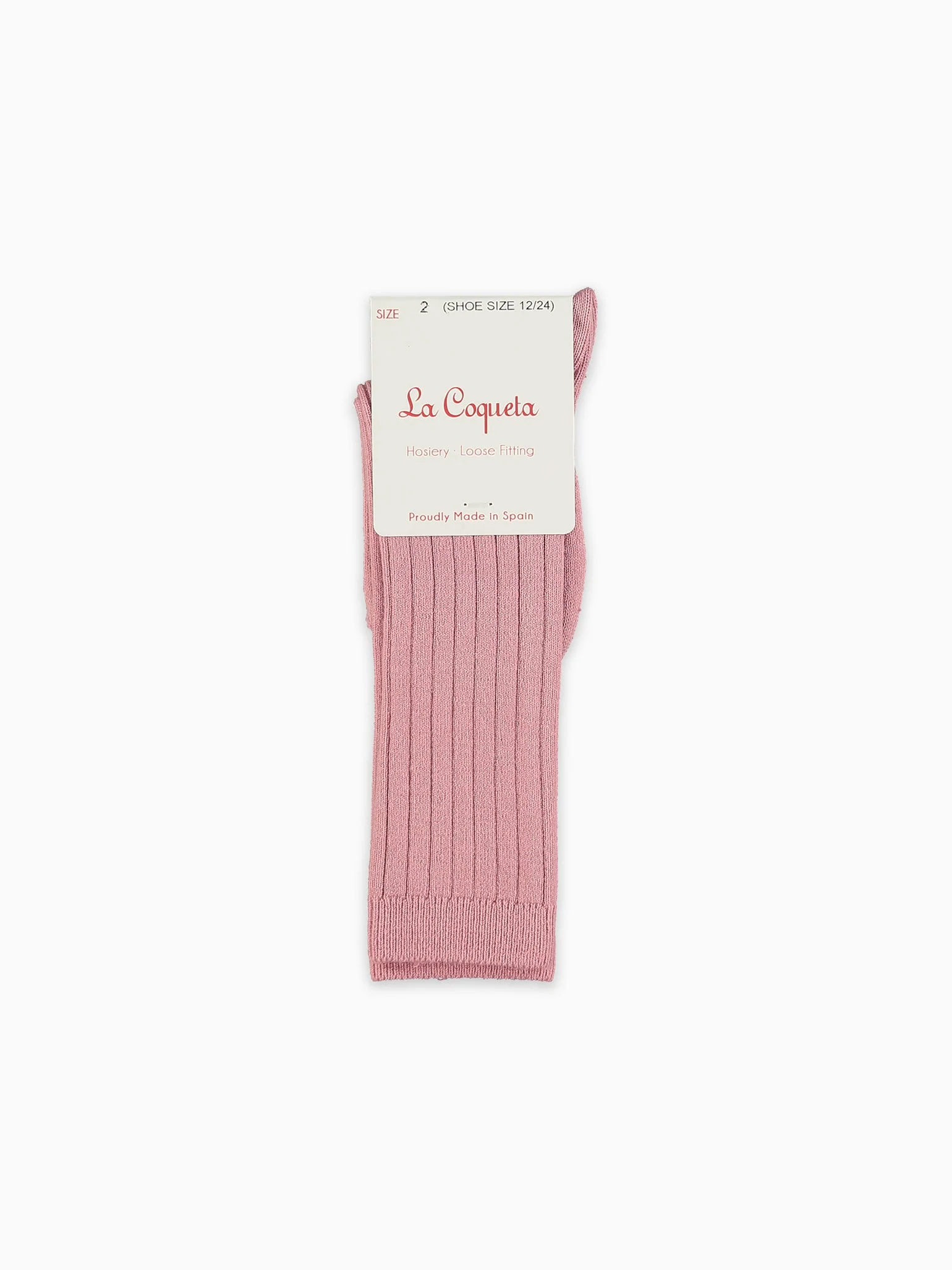 Dusty Pink Ribbed Knee High Girl Socks - Image 3