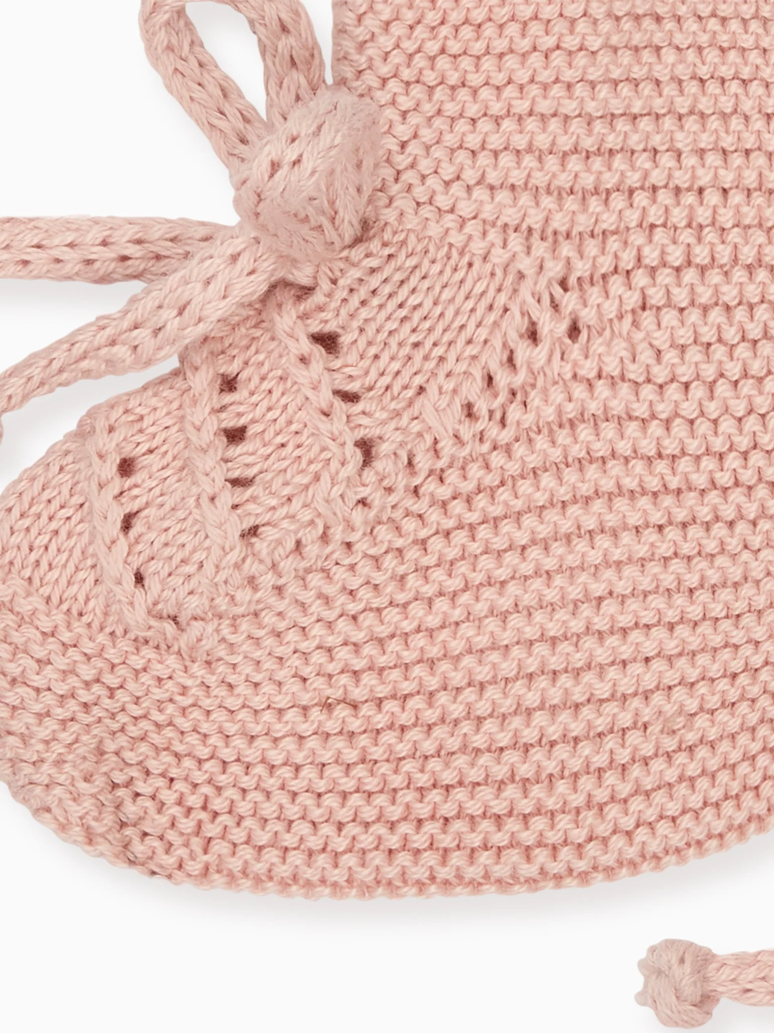 Dusty Pink Rimevera Cotton Baby Girl Knitted Booties - Image 3