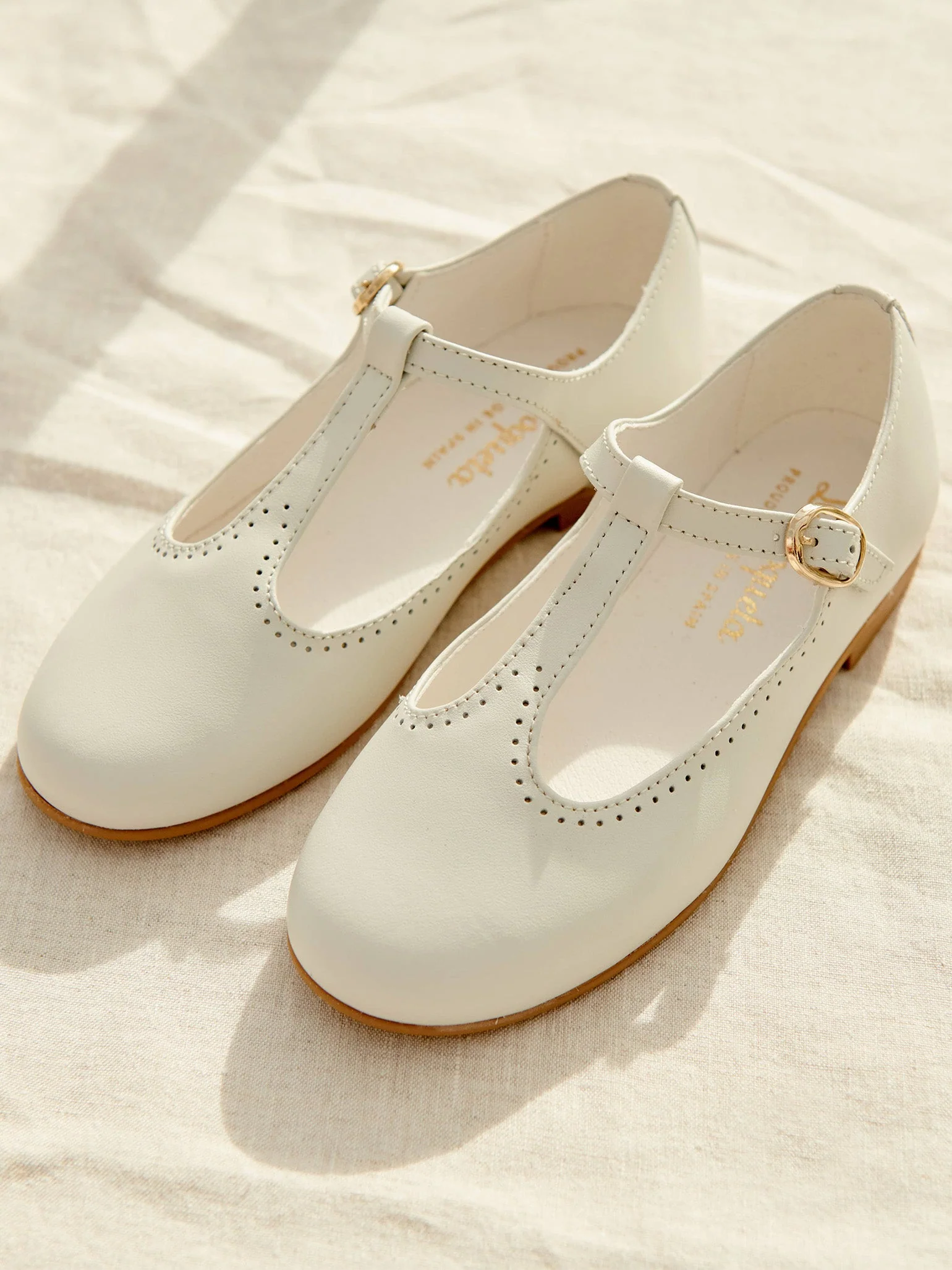Ivory Leather Girl T-Bar Shoes - Image 3