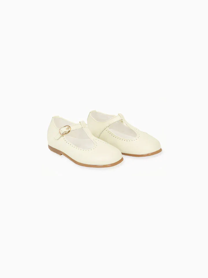 Ivory Leather Girl T-Bar Shoes - Image 4