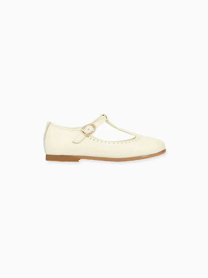 Ivory Leather Girl T-Bar Shoes - Image 5