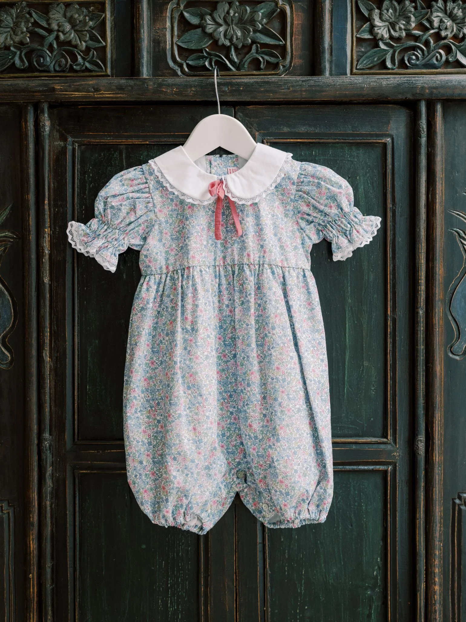 Light Blue Floral Eloisa Baby Girl Romper - Image 3