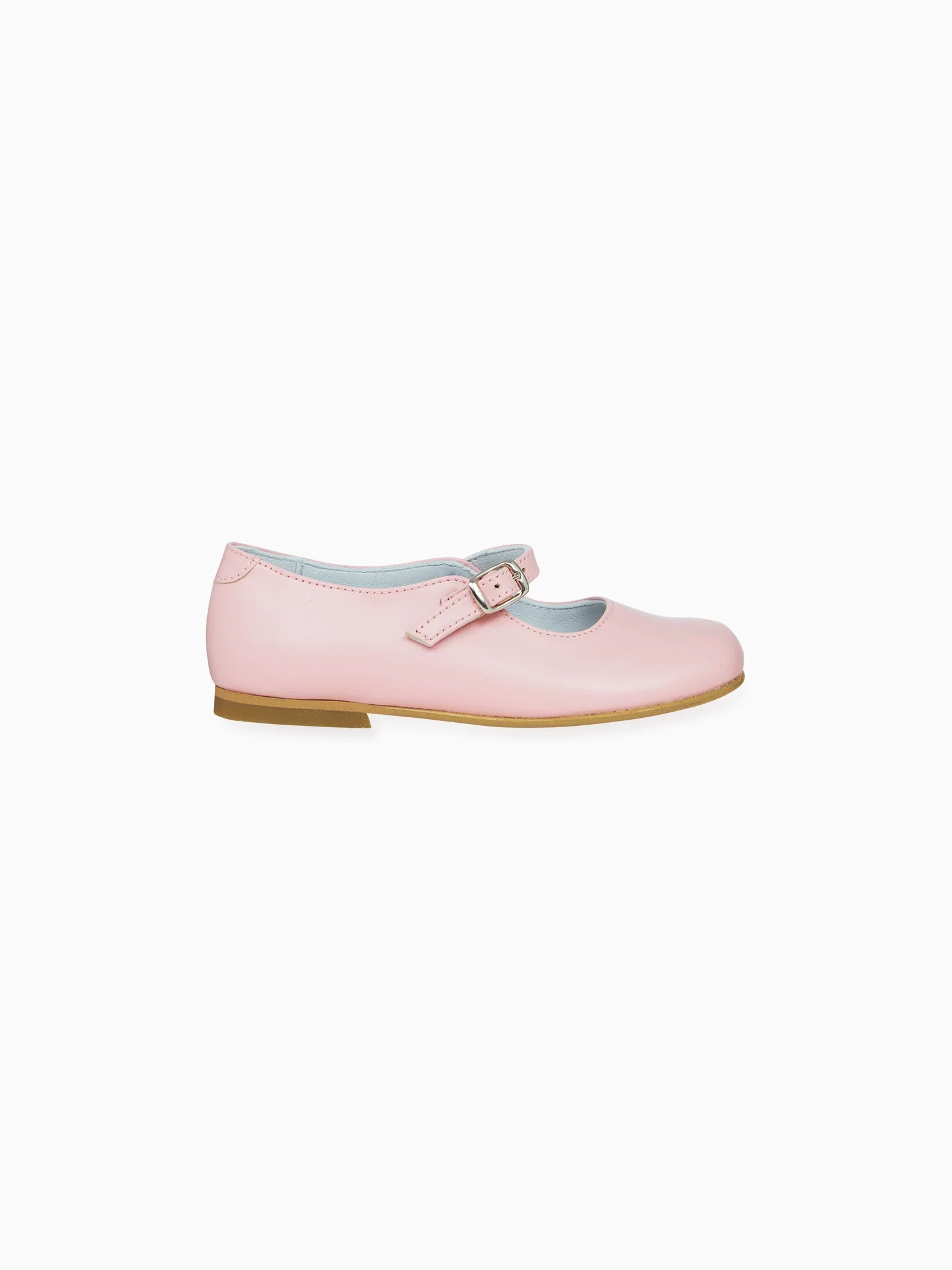 Light Pink Leather Girl Mary Jane Shoes - Image 4
