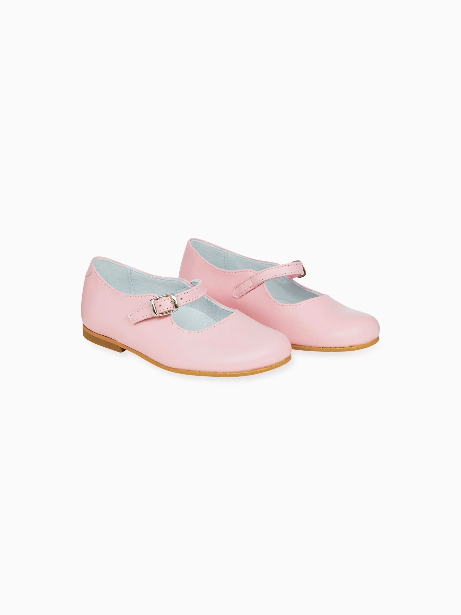 Light Pink Leather Girl Mary Jane Shoes - Image 5