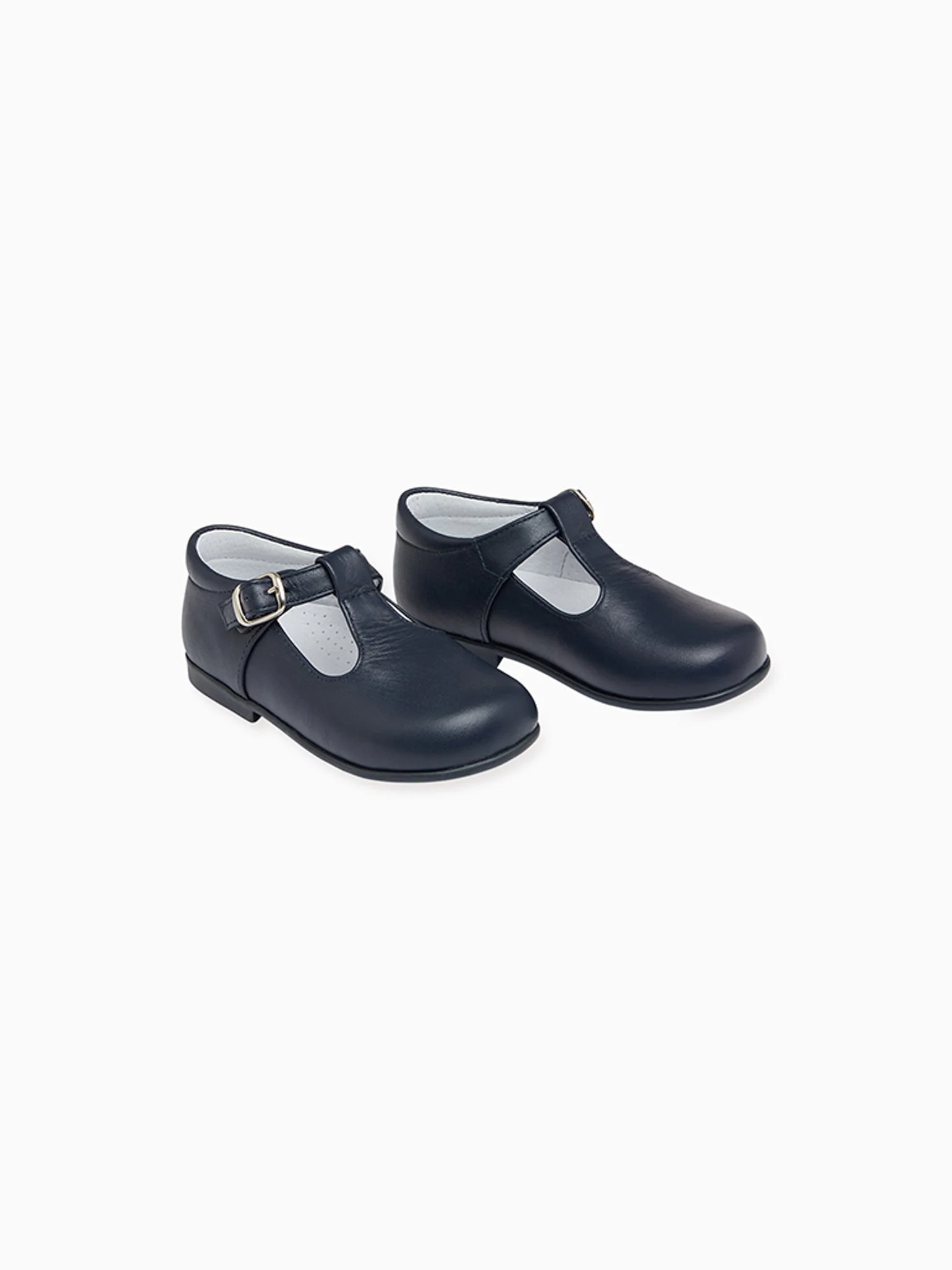Navy Leather Toddler T-Bar Shoes - Image 3