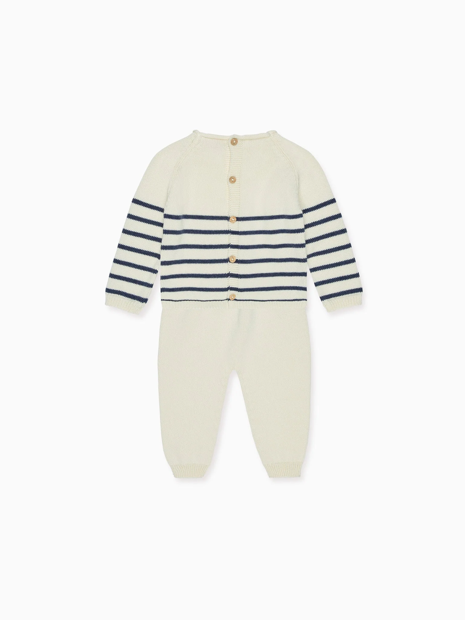 Navy Stripe Monda Cotton Baby Knitted Set - Image 4
