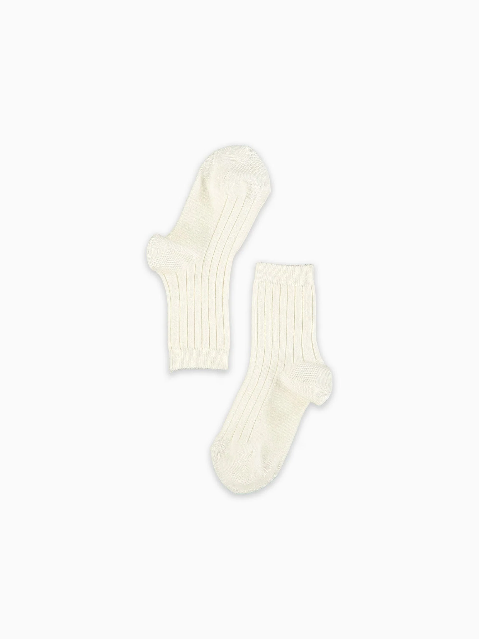 Off White Ribbed Short Kids Socks - Image 4