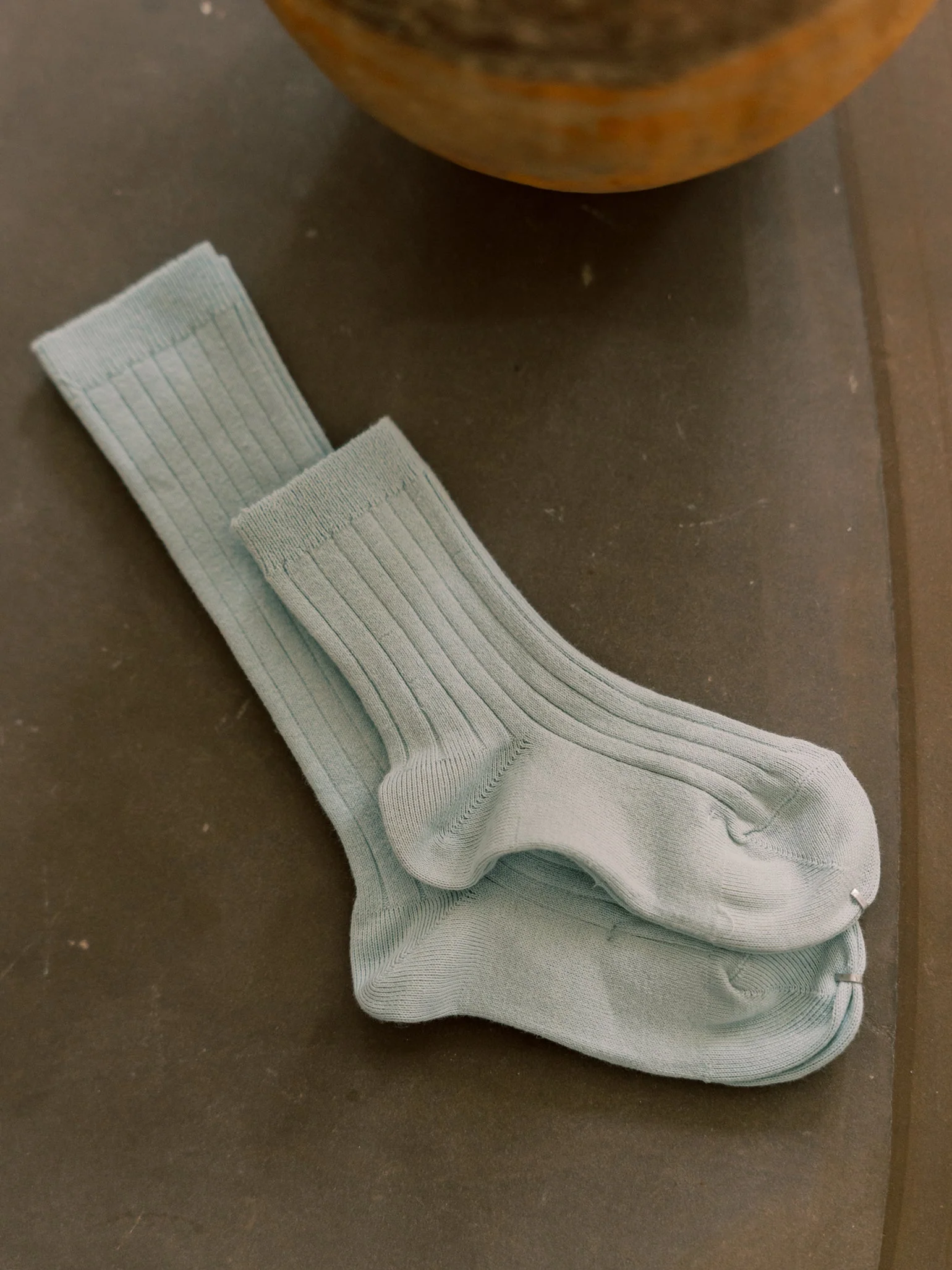 Pale Green Ribbed Short Kids Socks - Image 3