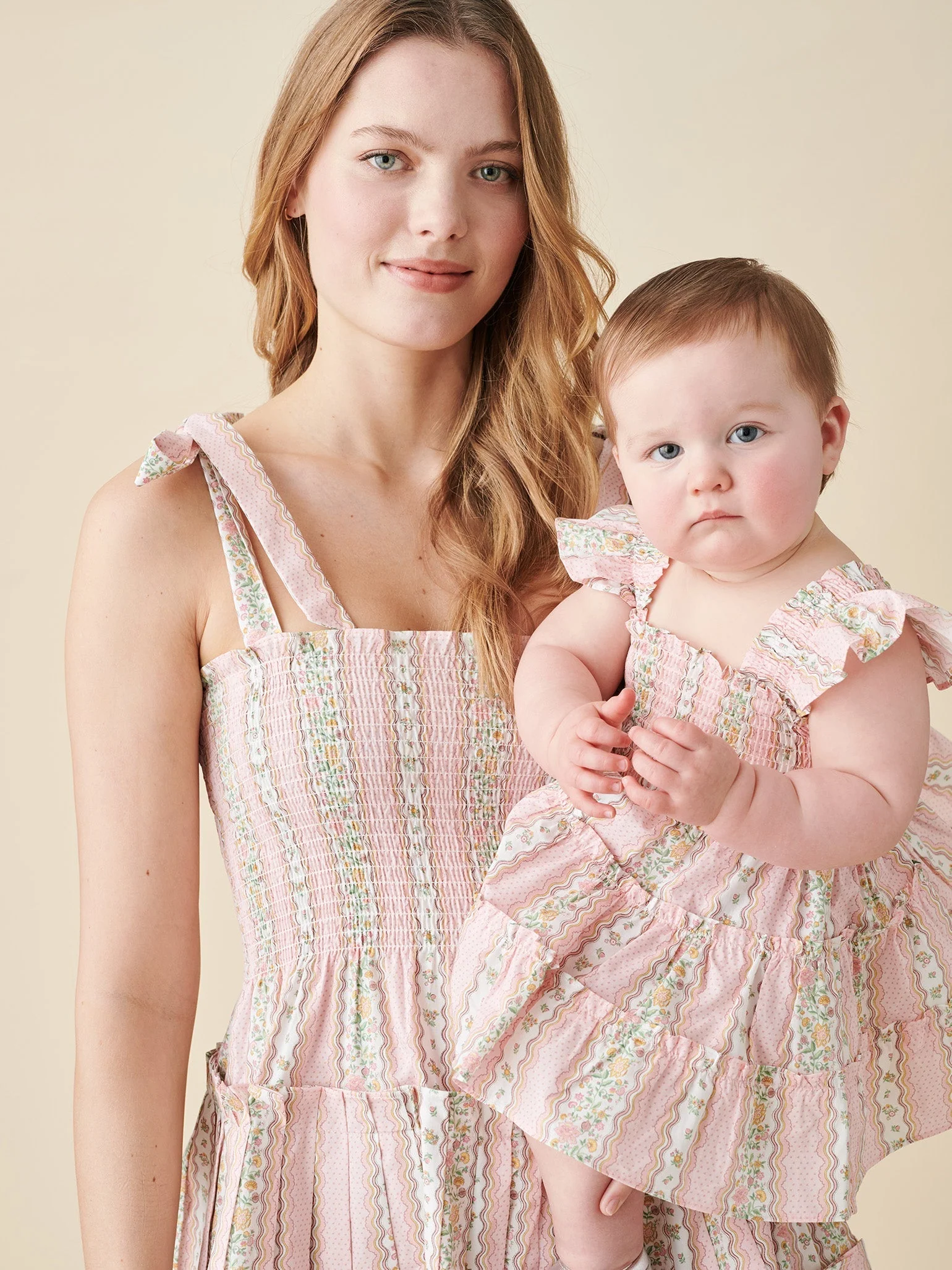 Hill House Home X La Coqueta Pink Floral Stripe Ribbon Women Charlotte Nap Dress - Image 3