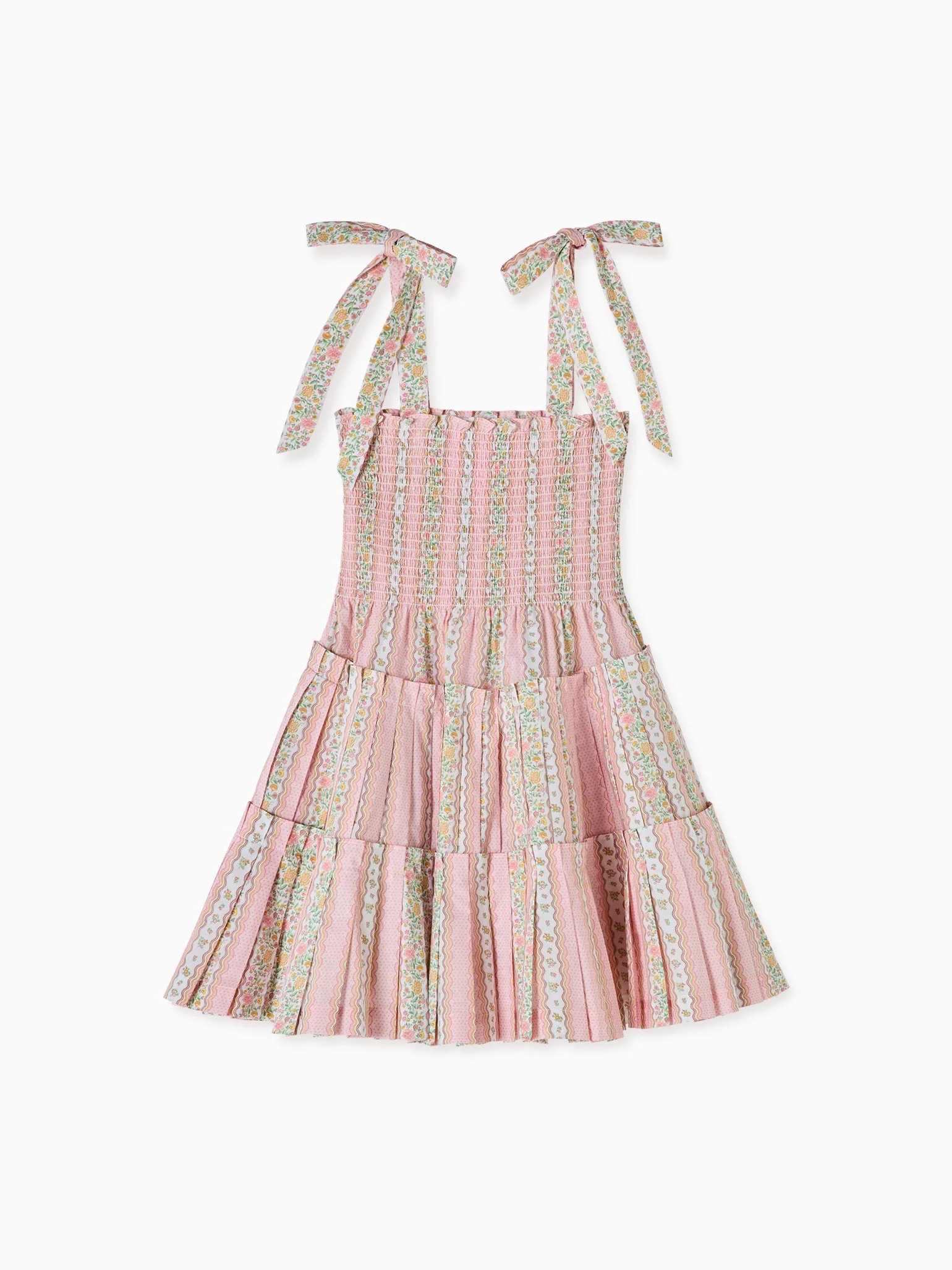 Hill House Home X La Coqueta Pink Floral Stripe Ribbon Women Charlotte Nap Dress - Image 5