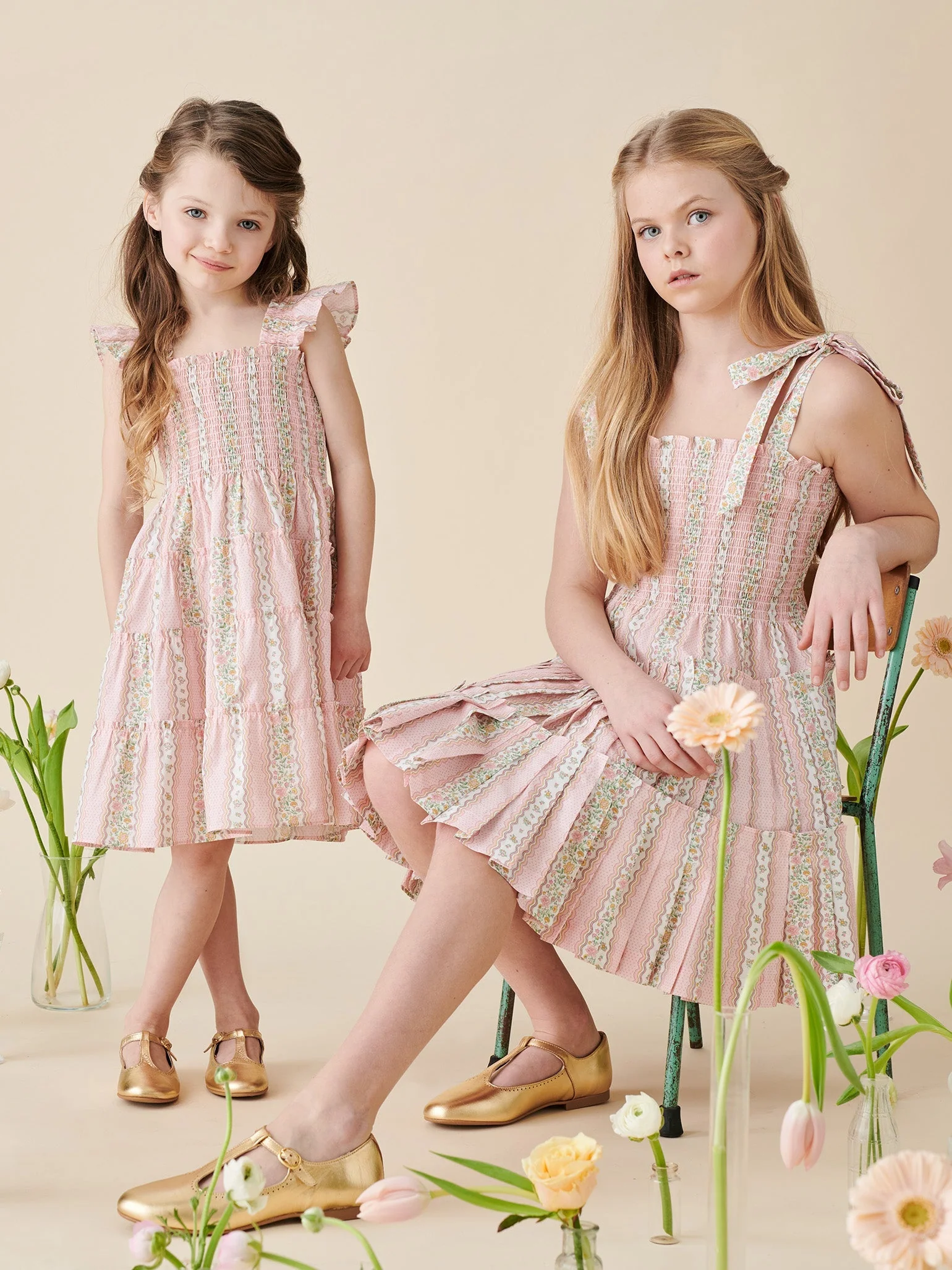 Hill House Home X La Coqueta Pink Floral Stripe Ribbon Women Charlotte Nap Dress - Image 6