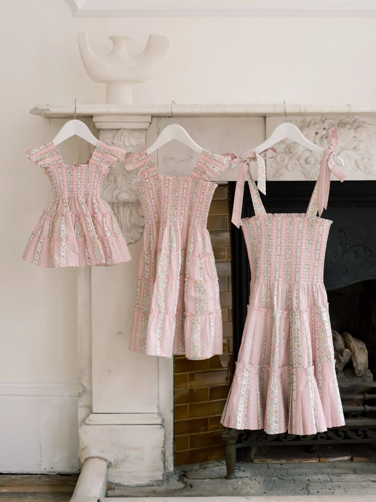 Hill House Home X La Coqueta Pink Floral Stripe Ribbon Women Charlotte Nap Dress - Image 7
