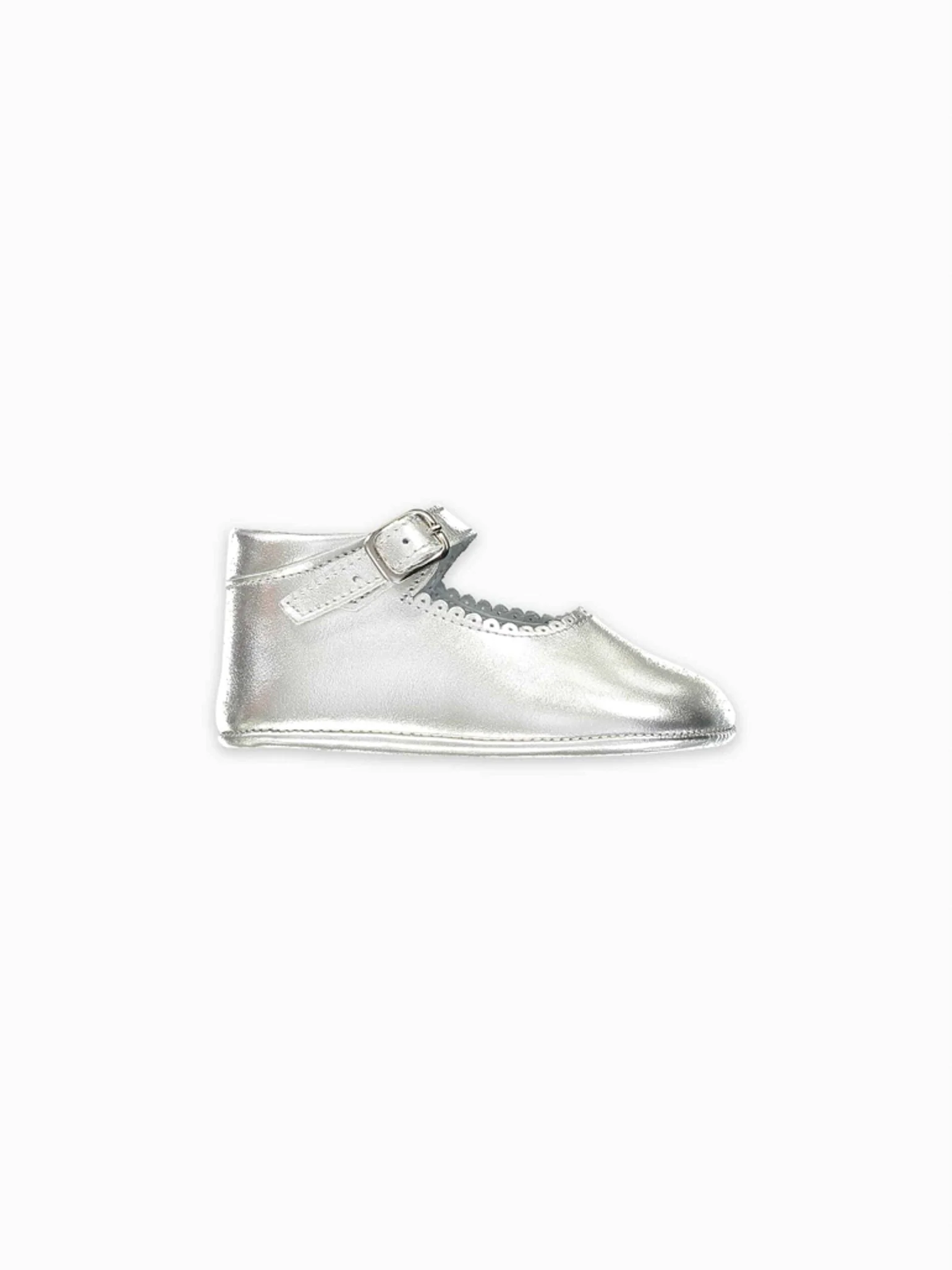 Silver Leather Baby Mary Jane Shoes - Image 4