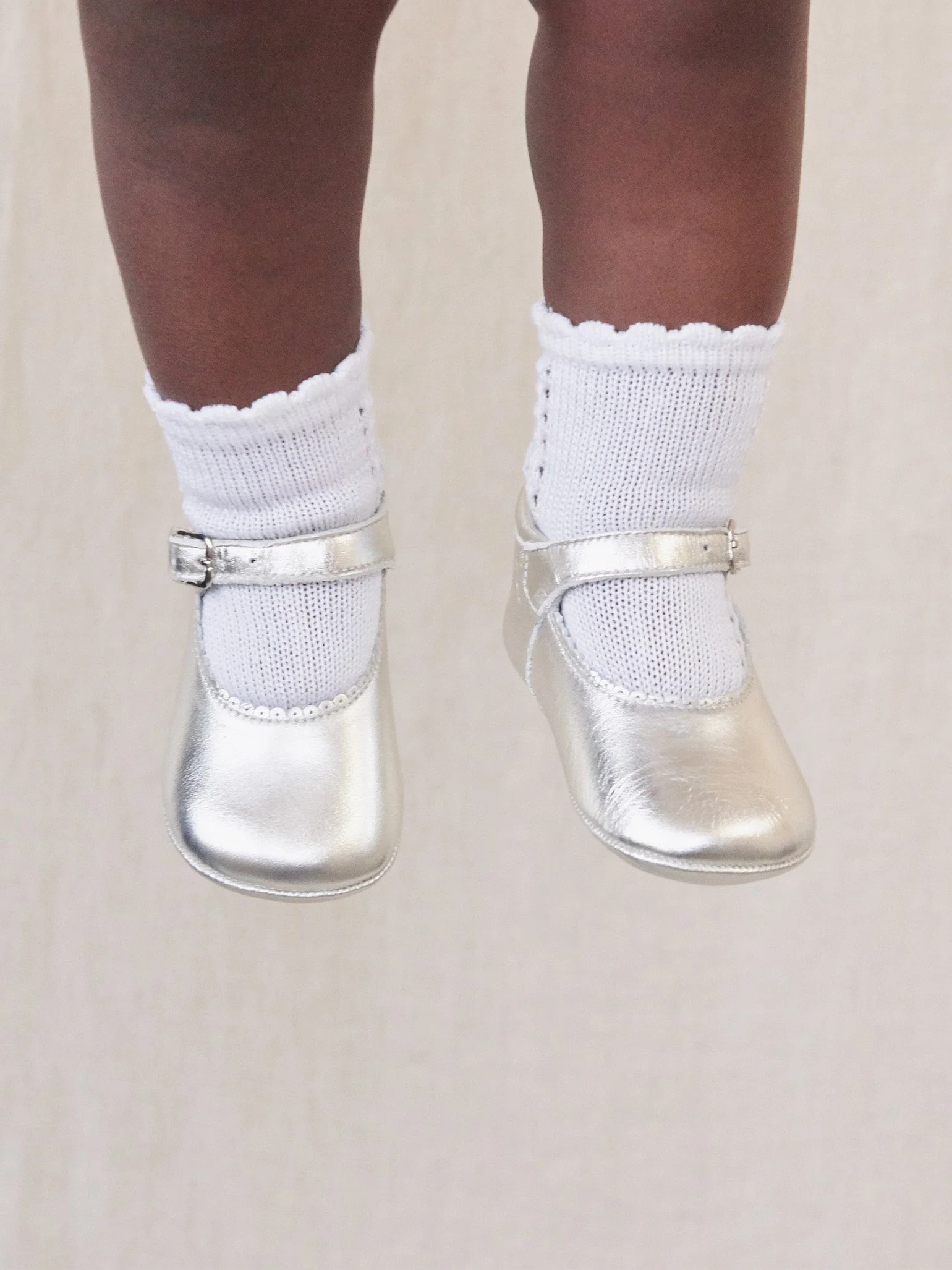 Silver Leather Baby Mary Jane Shoes - Image 6