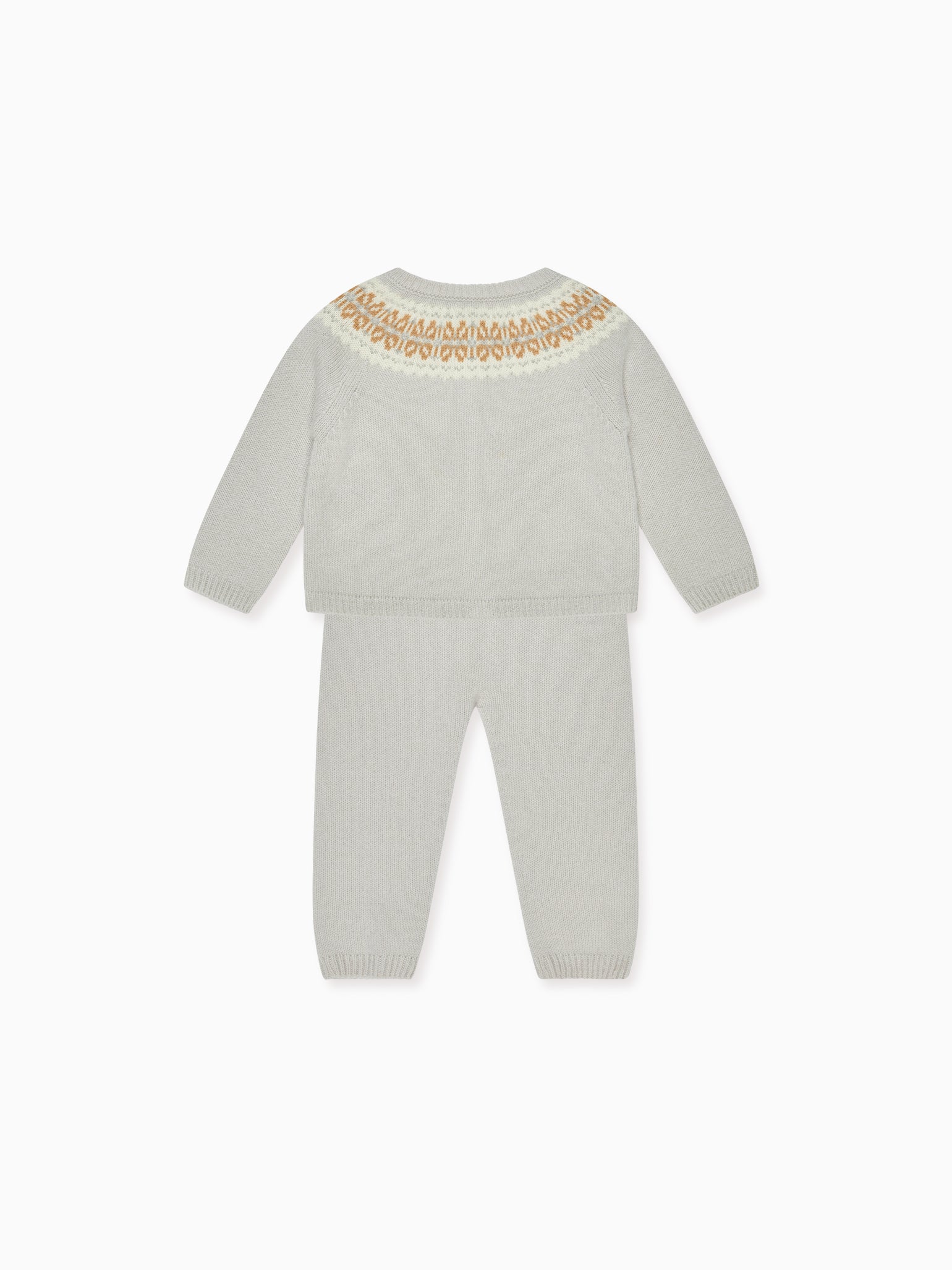 Soft Grey Dulce Cashmere Fair Isle Baby Knitted Set - Image 5