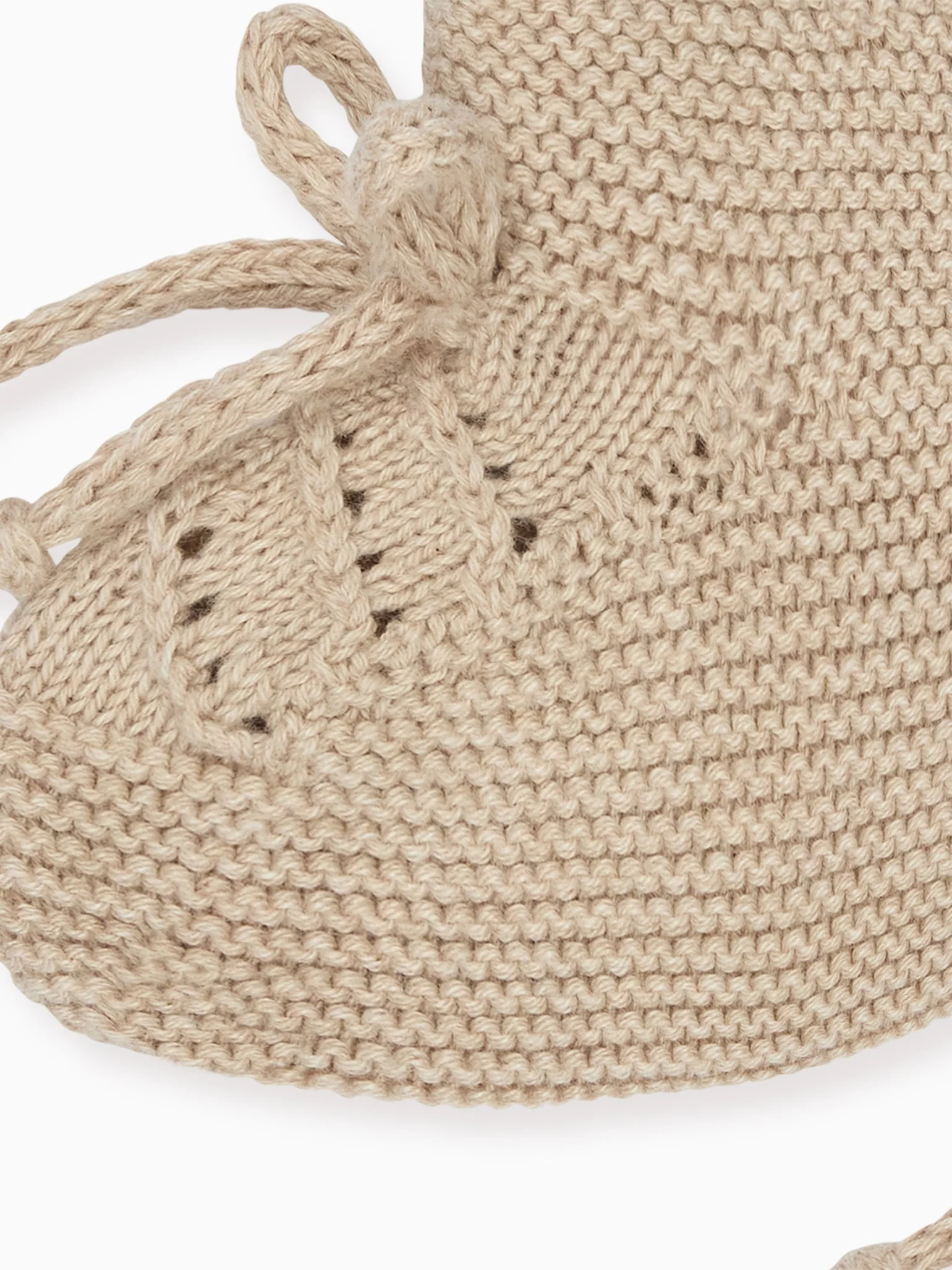Taupe Rimevera Cotton Baby Knitted Booties - Image 3