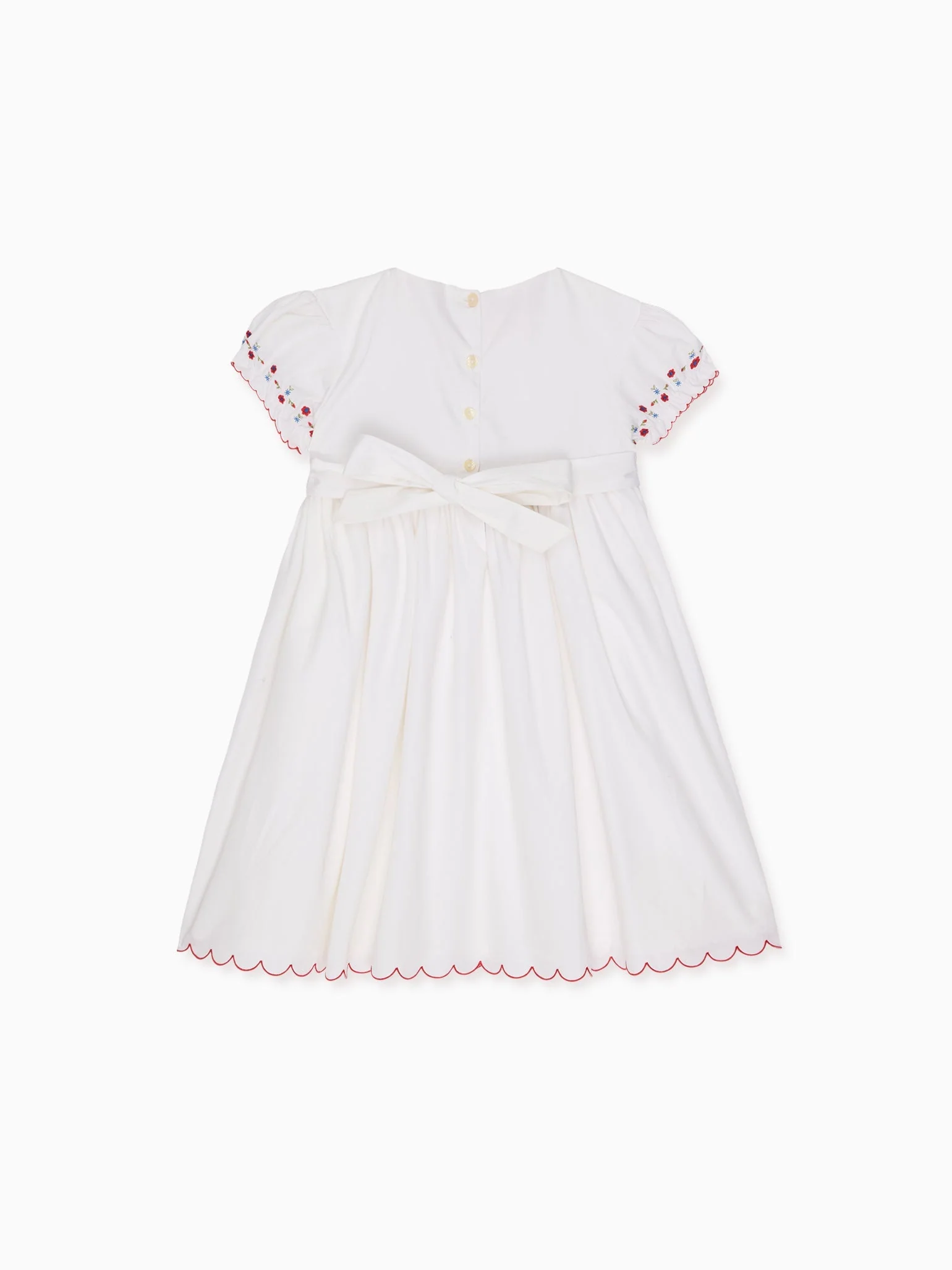 White Delilah Hand-Smocked Girl Dress - Image 4