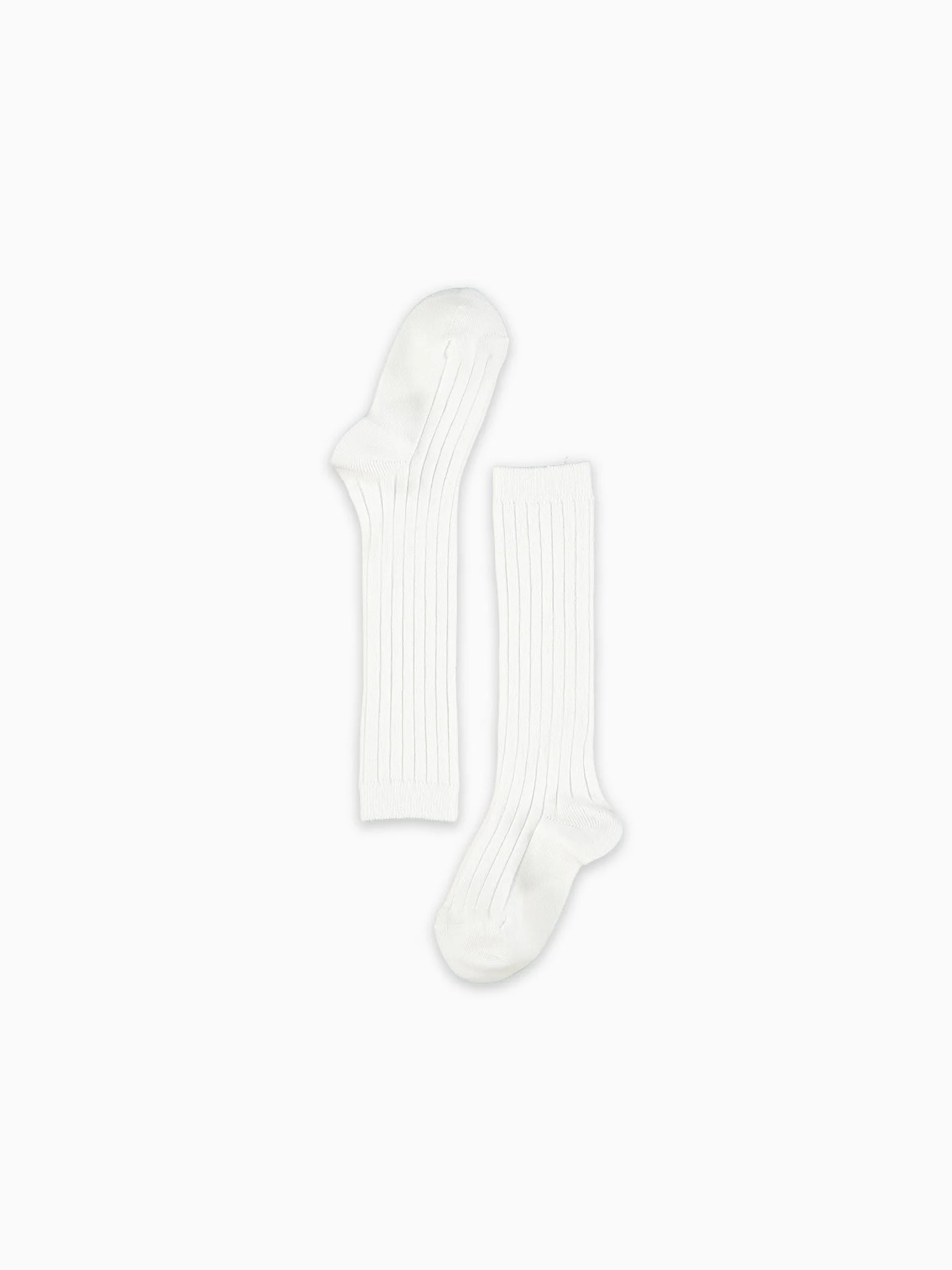 White Ribbed Knee High Kids Socks - Image 4